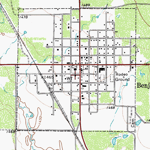 Topographic Map of Benjamin Volunteer Fire Department, TX