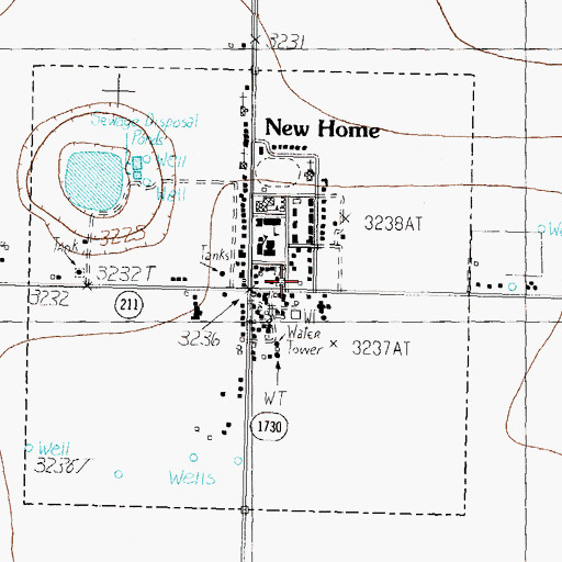 Topographic Map of New Home Volunteer Fire Department, TX