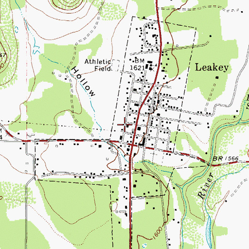 Topographic Map of Leakey Volunteer Fire Department, TX