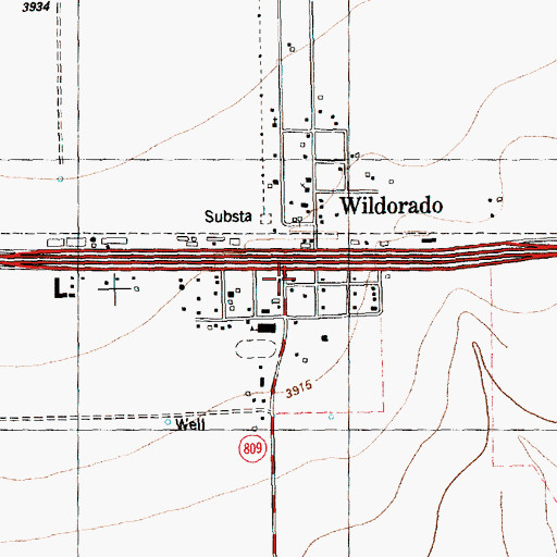 Topographic Map of Wildorado Volunteer Fire Department, TX