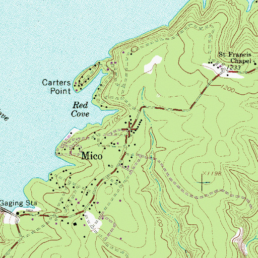 Topographic Map of Mico Volunteer Fire Department Base Station, TX