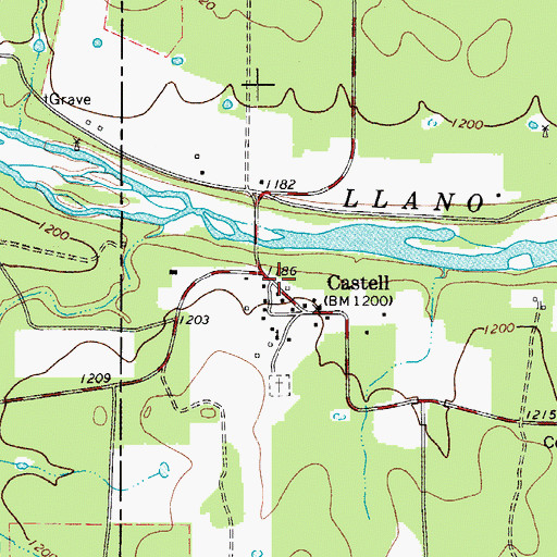 Topographic Map of Castell Volunteer Fire Department, TX