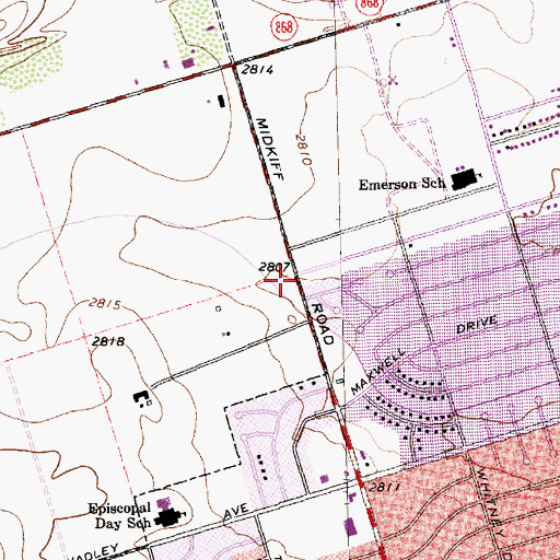 Topographic Map of Midland Fire Department Station 8, TX