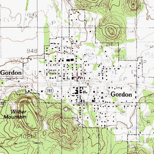 Topographic Map of Gordon Volunteer Fire Department Station 1, TX