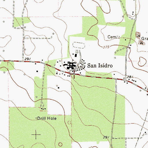 Topographic Map of San Isidro Fire Department, TX