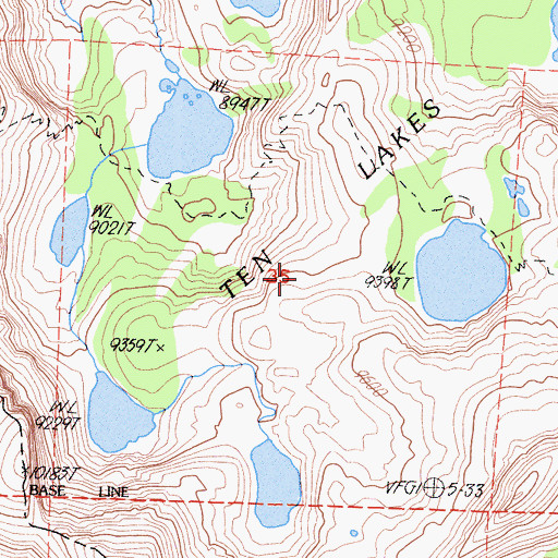 Topographic Map of Ten Lakes, CA