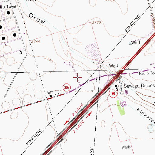 Topographic Map of Midland Fire Department Harris Field Fire Training Facility, TX