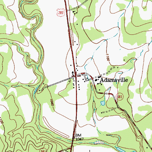 Topographic Map of Adamsville Fire Department, TX