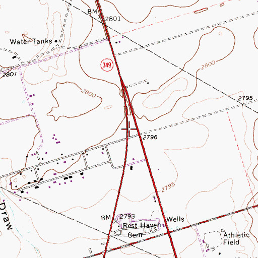 Topographic Map of Midland Fire Department Station 4, TX