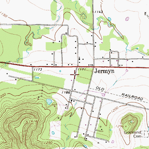Topographic Map of Jermyn Volunteer Fire Department, TX