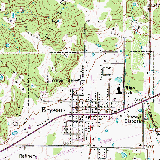 Topographic Map of Bryson Volunteer Fire Department, TX