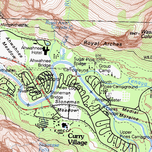 Topographic Map of Tenaya Creek, CA