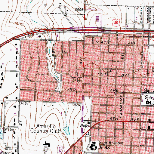 Topographic Map of Amarillo Fire Department Station 8, TX