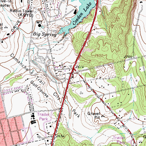 Topographic Map of Howard County Volunteer Fire Department Silver Heels, TX