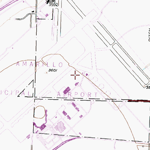 Topographic Map of Amarillo Fire Department Station 10, TX
