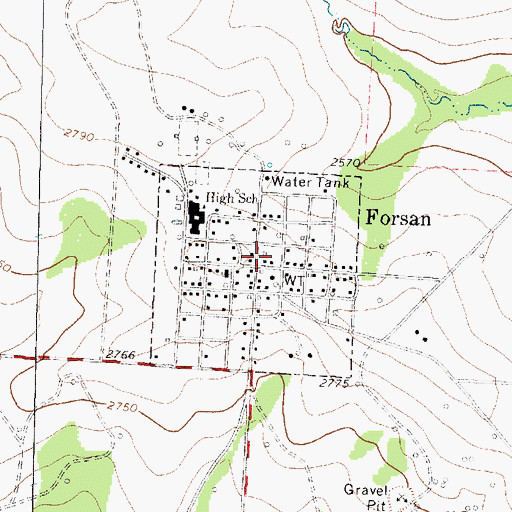 Topographic Map of Howard County Volunteer Fire Department Forsan, TX