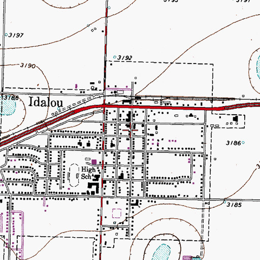 Topographic Map of Idalou Volunteer Fire Department, TX