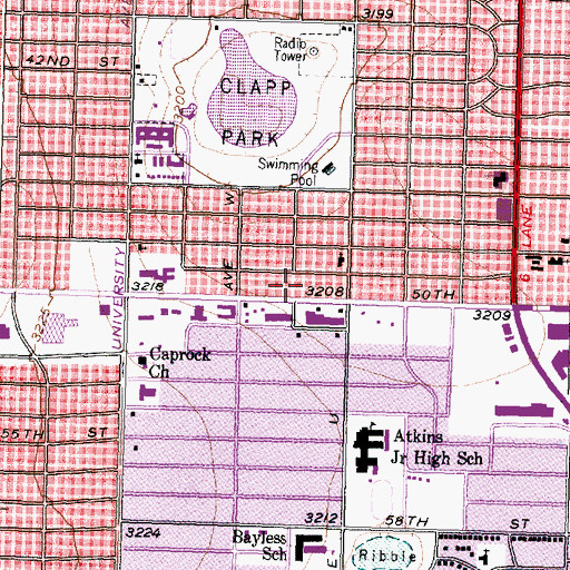 Topographic Map of Lubbock Fire Department Station 8, TX