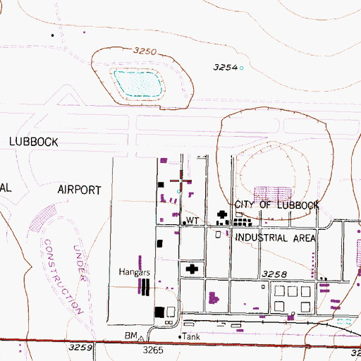 Topographic Map of Lubbock Fire Department Station 11, TX