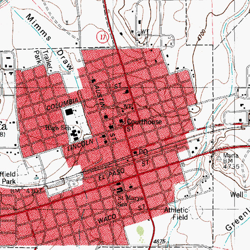 Topographic Map of Marfa Volunteer Fire Department, TX
