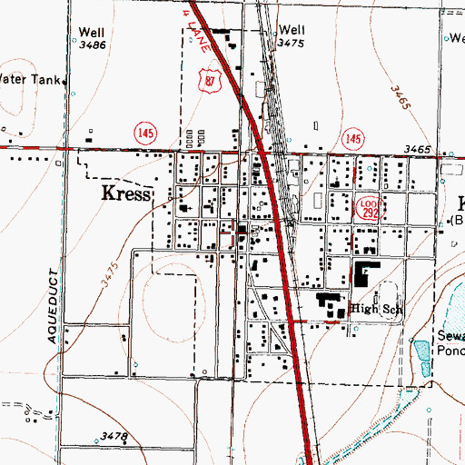 Topographic Map of Kress Volunteer Fire Department, TX