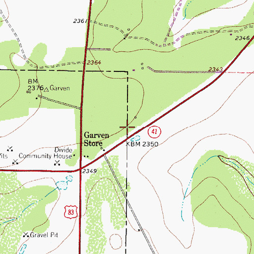 Topographic Map of Divide Volunteer Fire Department, TX