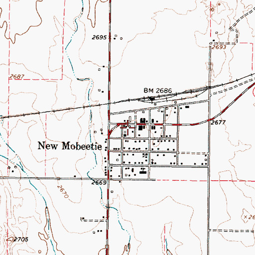 Topographic Map of Mobeetie Volunteer Fire Department, TX