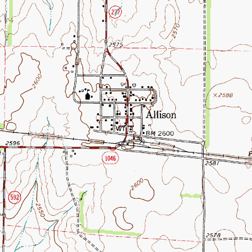 Topographic Map of Allison Fire Department, TX