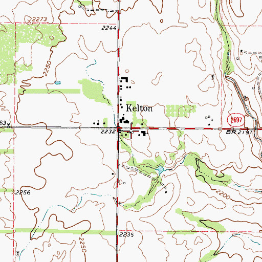 Topographic Map of Kelton Fire Department, TX