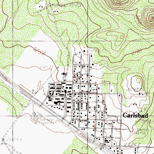 Topographic Map of Carlsbad Volunteer Fire Department, TX