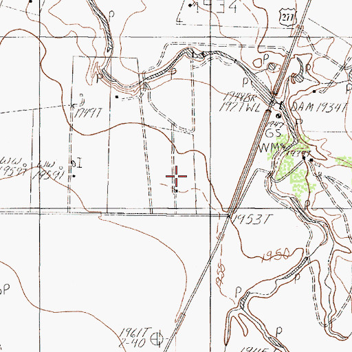 Topographic Map of Pecan Creek Volunteer Fire Department, TX