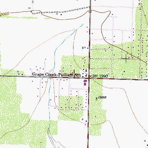 Topographic Map of Grape Creek Volunteer Fire Department, TX