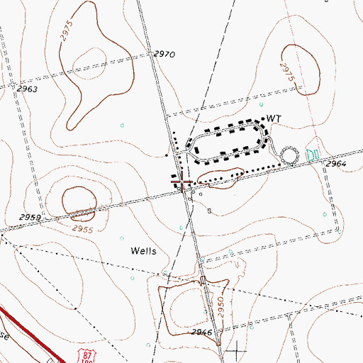 Topographic Map of Los Ybanez Volunteer Fire Department, TX