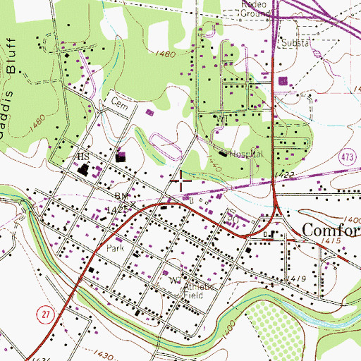 Topographic Map of Comfort Volunteer Fire Department, TX