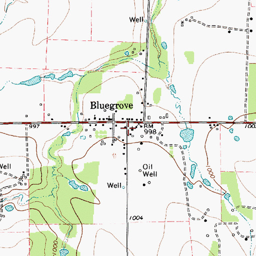 Topographic Map of Bluegrove Volunteer Fire Department, TX