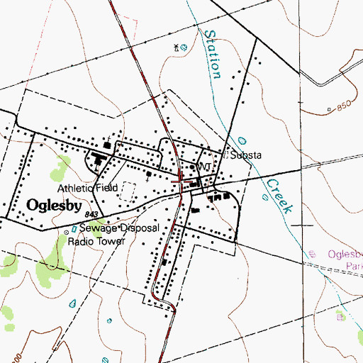 Topographic Map of Oglesby Volunteer Fire Department and First Responder Organization, TX