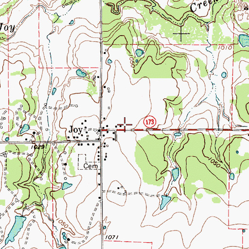 Topographic Map of Joy Volunteer Fire Department, TX