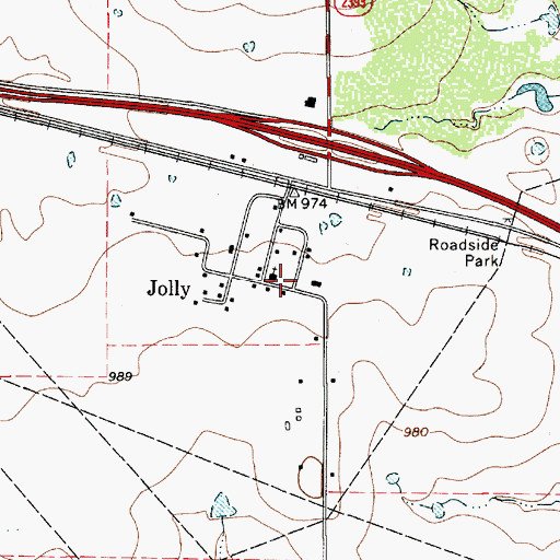 Topographic Map of Jolly Volunteer Fire Department, TX