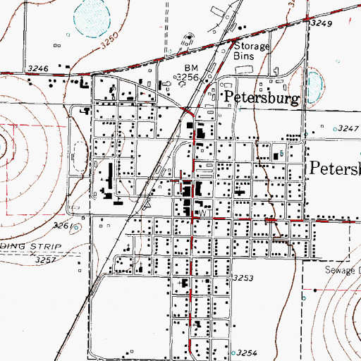 Topographic Map of Petersburg Volunteer Emergency Medical Services, TX