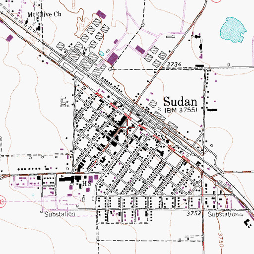 Topographic Map of Sudan Volunteer Fire Department, TX