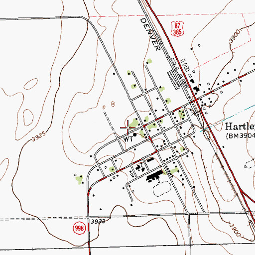 Topographic Map of Hartley Emergency Medical Services, TX