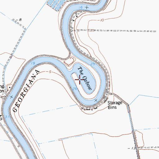 Topographic Map of The Oxbow, CA