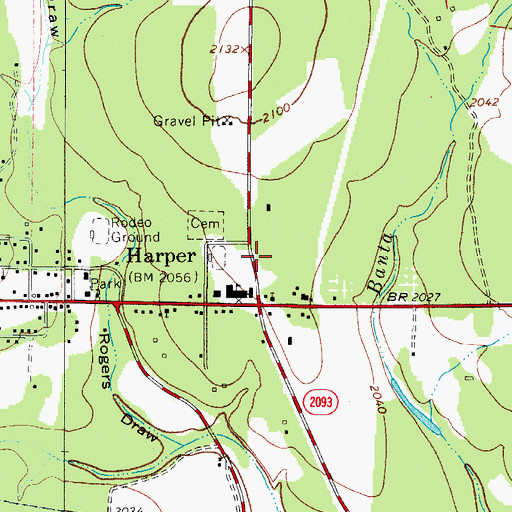 Topographic Map of Harper Volunteer Fire Department and Emergency Medical Services, TX