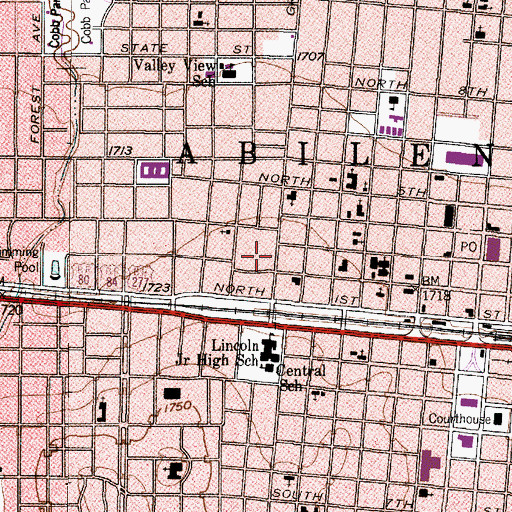 Topographic Map of Abilene Fire Department Station 1, TX