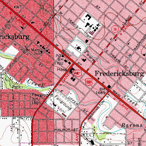 Topographic Map of Texas Forest Service Fredericksburg Office, TX
