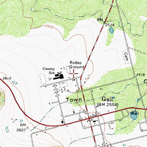 Topographic Map of Borden County Volunteer Fire Department, TX