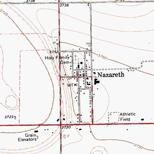 Topographic Map of Nazareth Volunteer Fire Department, TX