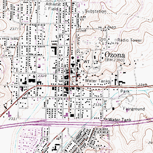 Topographic Map of Ozona Volunteer Fire Department, TX