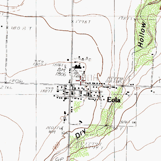 Topographic Map of Eola Volunteer Fire Department, TX