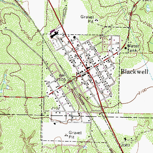 Topographic Map of Blackwell Volunteer Fire Department, TX